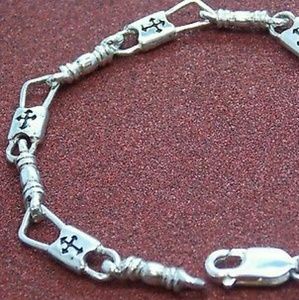 Fishers of Men Acts Sterling Silver Bracelet Budded Cross 7.5 in